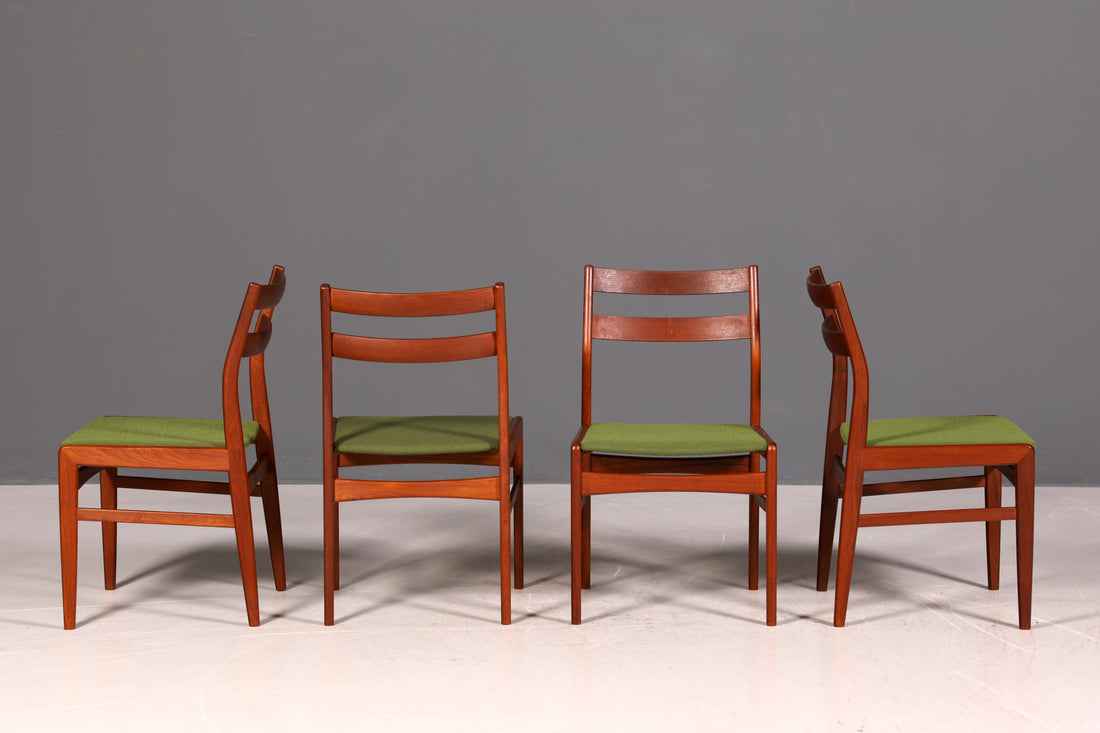 4x Mid Century Teak Holz Stühle Made in Denmark Retro Stuhlset Danish Design Küchenstühle