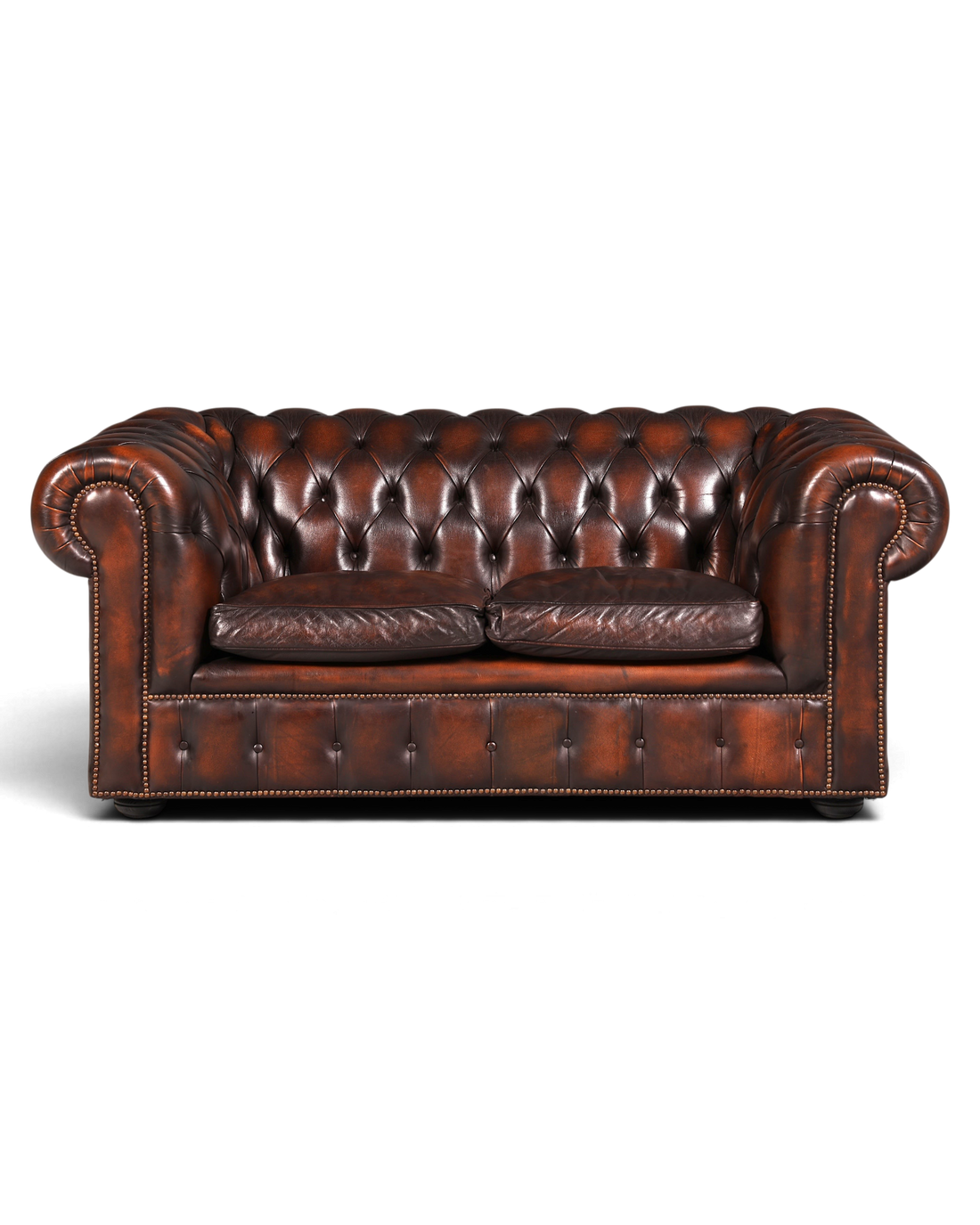 Edles Original Chesterfield Sofa 2-Sitzer Couch Echt Leder Englisch Antik Polstersofa