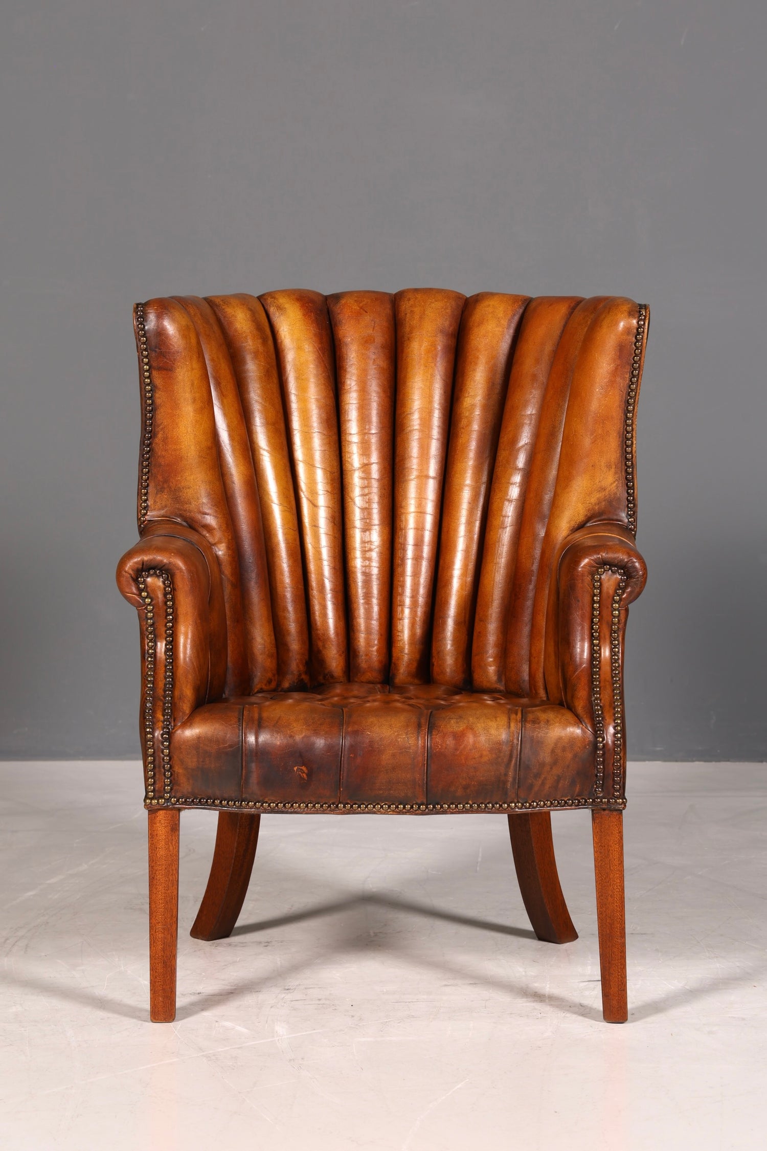 Seltener Original Chesterfield Ohrenbacken Sessel Englisch Leder Herrensessel UK Armlehnsessel