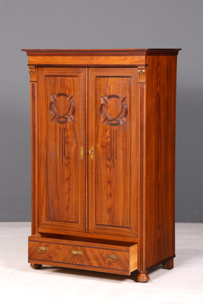 Wunderschöner Jugendstil Schrank Antik um 1880 Eiche Kleiderschrank Dielenschrank Wäscheschrank Massivholz