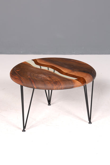 Table basse unique en résine époxy, table en noyer, table d&