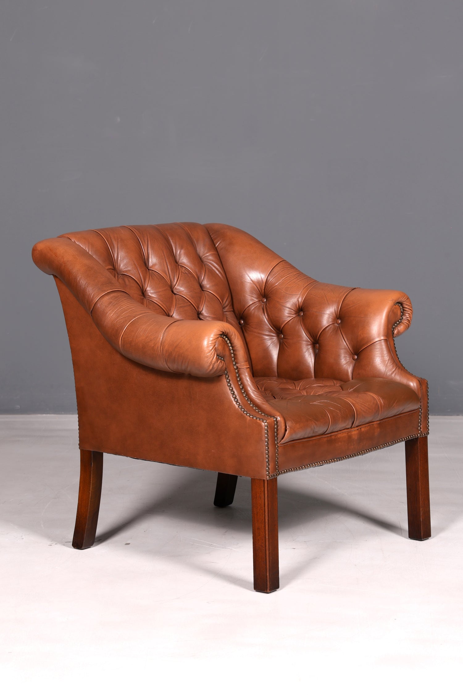 Fauteuil Chesterfield élégant fauteuil club en cuir véritable marron fauteuil anglais à accoudoirs fauteuil en cuir