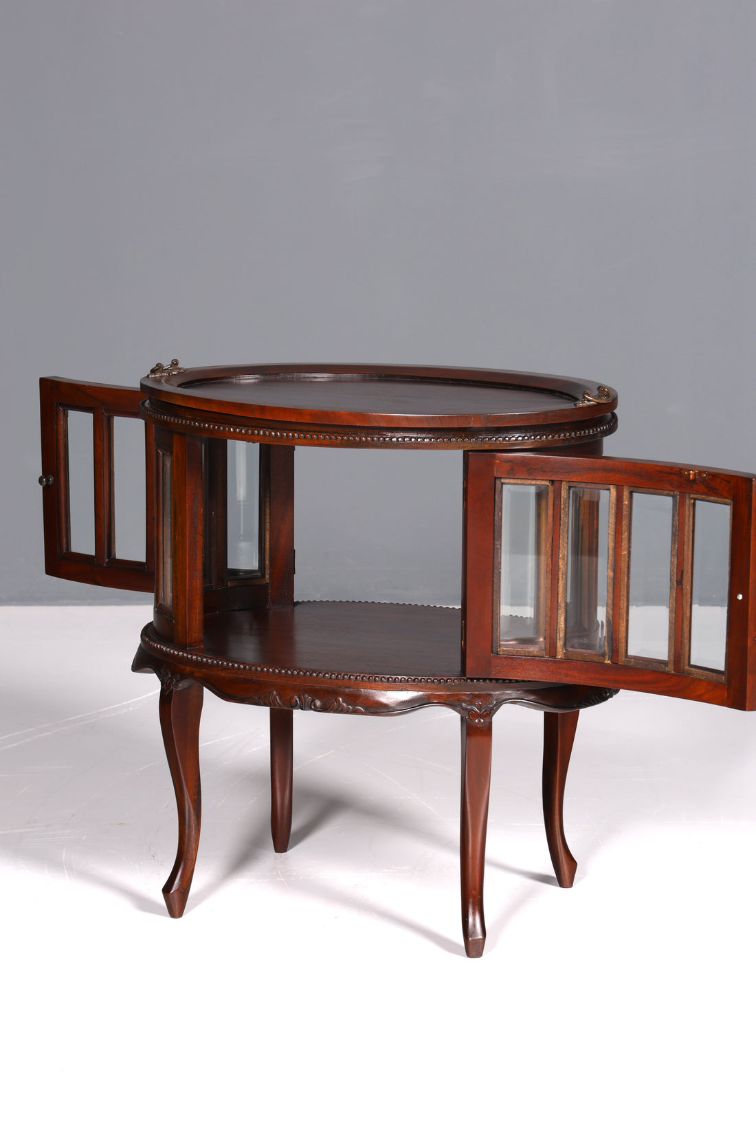 Wunderschöner filigraner Chippendale Barschrank echt Holz Teeschrank im Jugendstil Vitrine