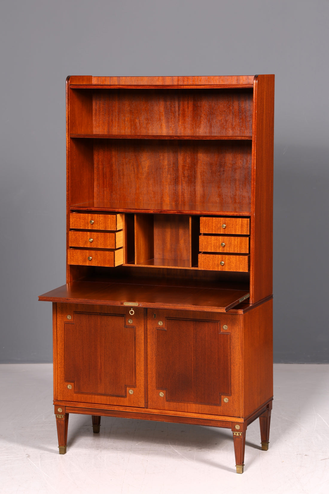 Wunderschöner Sekretär im Gustavianischen Stil Regal Bücherregal Schrank Highboard Vintage Echt Holz Antik