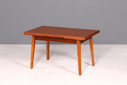 Magnifique table de cuisine du milieu du siècle, table vintage extensible et réglable en hauteur, table à manger en bois des années 60