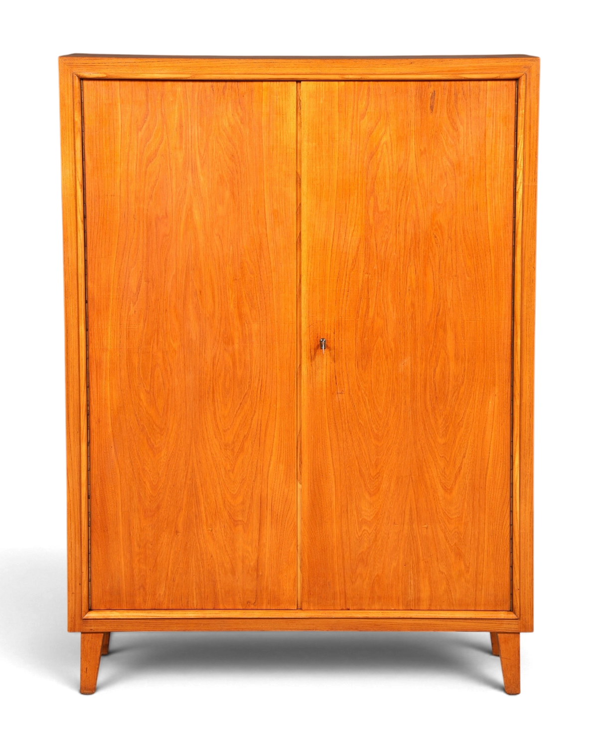 Hauptstadt Möblerei Kleiderschrank aus hellem Holz mit zwei Türen und schmalen Beinen im Mid-Century-Stil