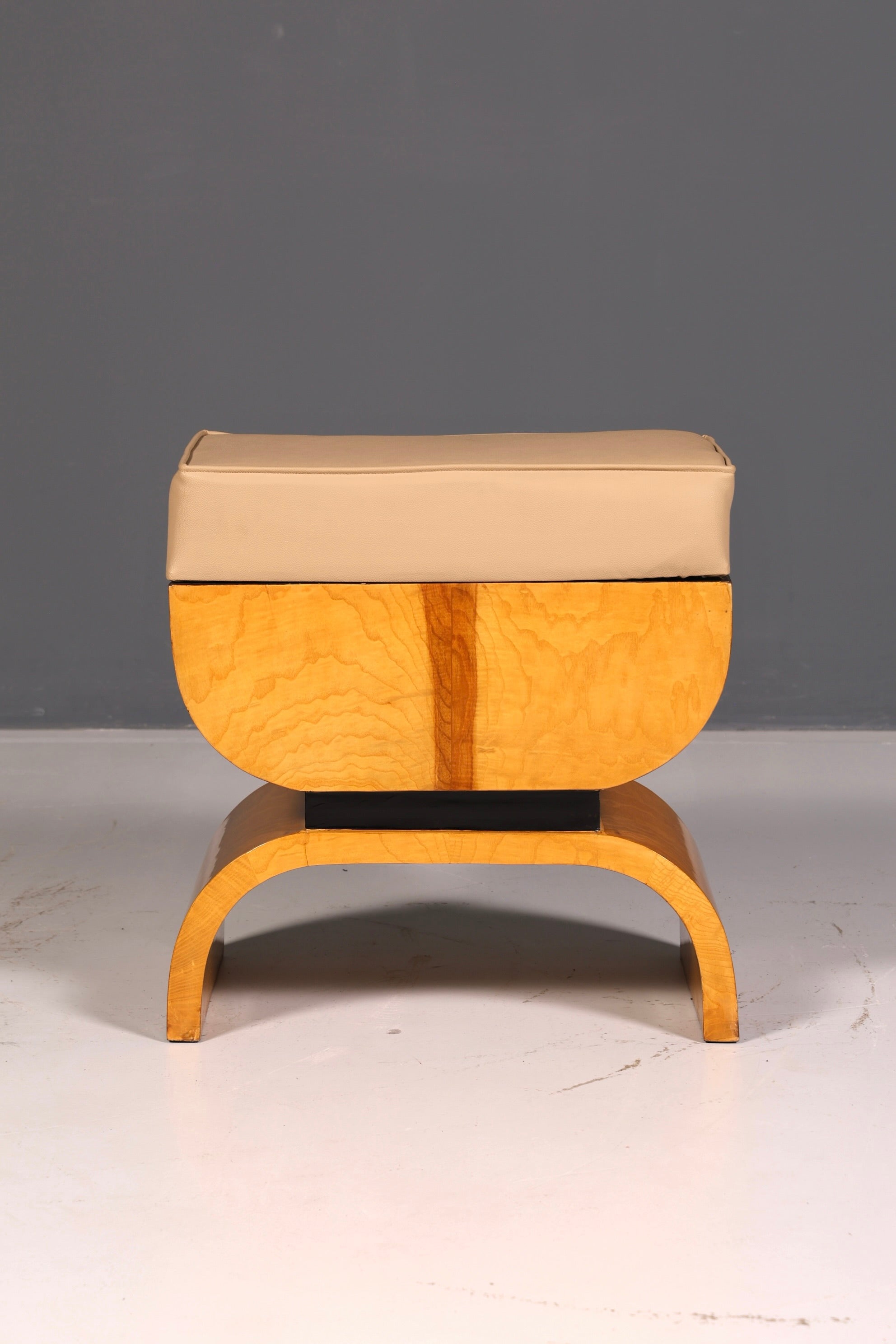 Magnifique tabouret de style Art déco en bouleau, tabouret d’assise, repose-pieds, banc repose-pieds, antique vintage