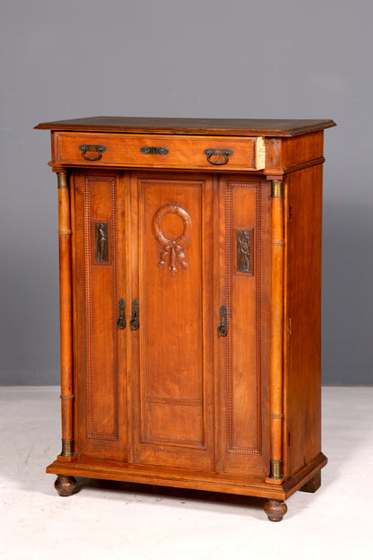 Wunderschöner Jugendstil Vertiko Schrank Antik Kabinettschrank Kommode um 1900 Massivholz