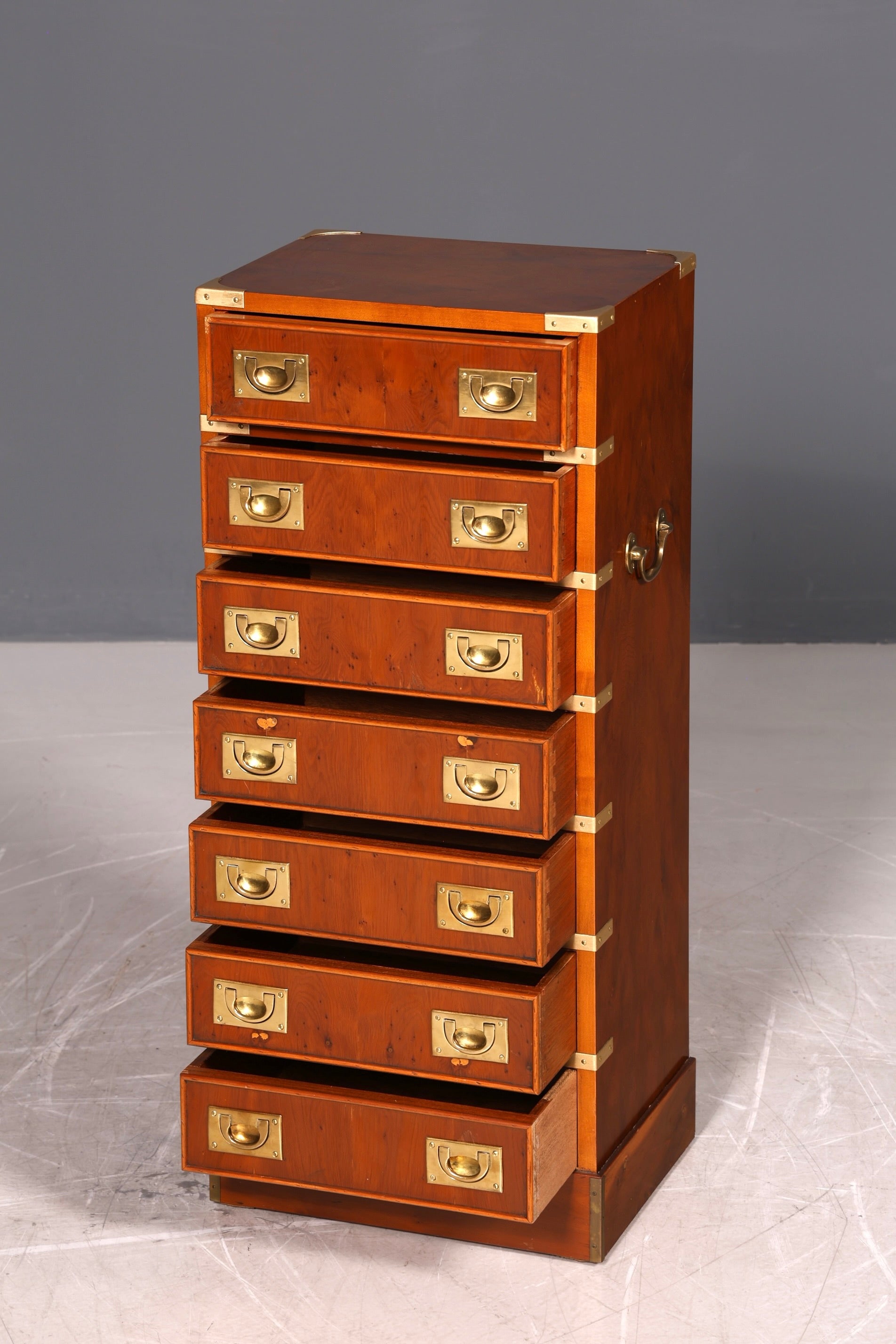 Edle Schmale Maritime Vertiko Englisch Military Chest Kommode Antik Kolonialstil