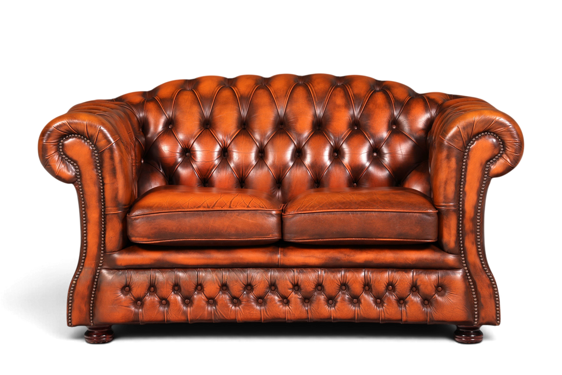 Stilvolles Original Chesterfield Sofa 2-Sitzer Couch Echt Leder Englisch Polstersofa