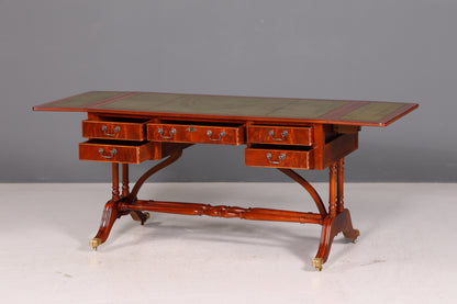 Wunderschöner Englischer Schreibtisch Regency Klappschreibtisch Echt Lederauflage Mahagoni Sofatisch Antik Stil Bürotisch