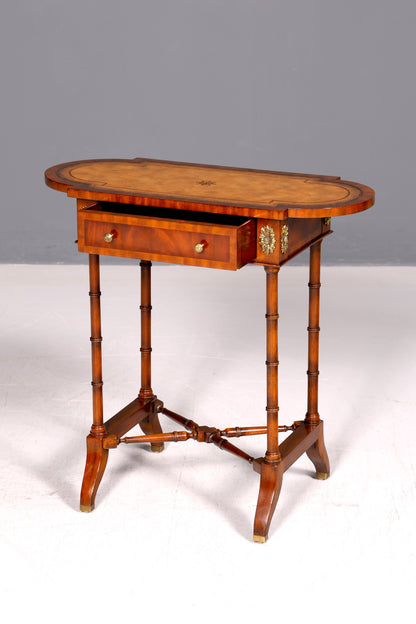 Edler Louis XV Beistelltisch Arthur McMillan Barock Stil Ablagetisch Echt Leder Antik