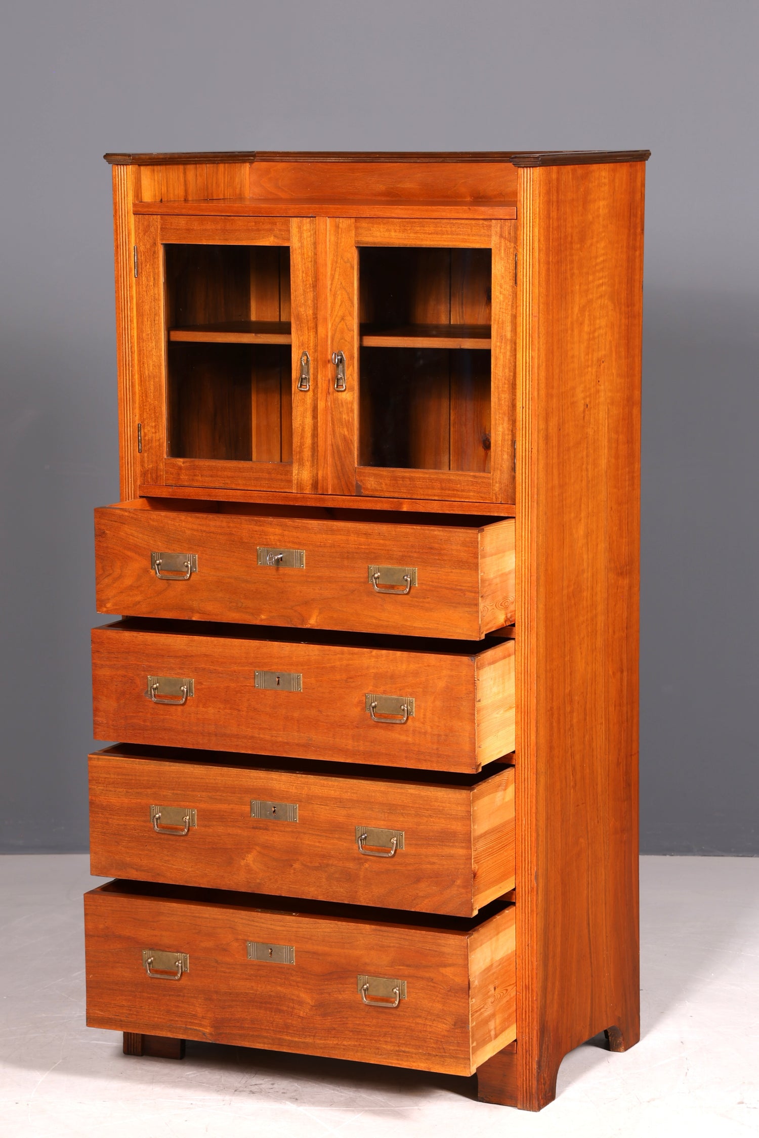 G358 Finish Traumhafte Jugendstil Vitrine Antike Holz Bücherschrank Eiche Antik Schrank Geschirrschrank (Kopie)