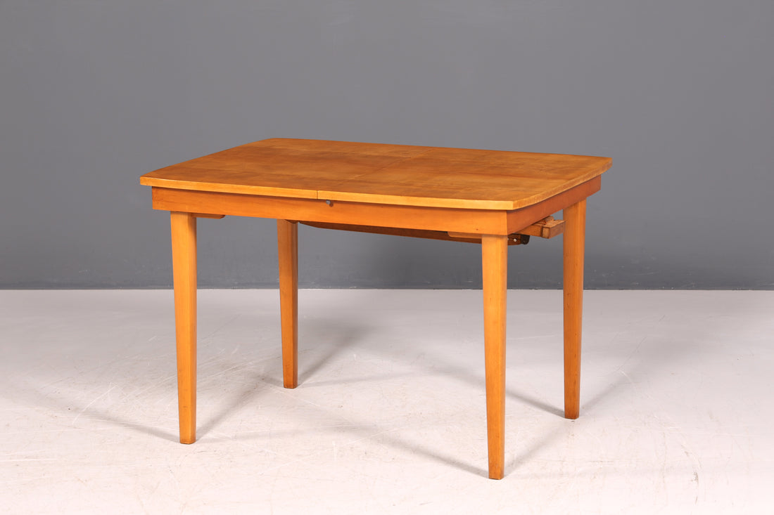 G032 Finish cm, Schlichter Mid Century Esstisch ausziehbarer Vintage Tisch Retro Küchentisch