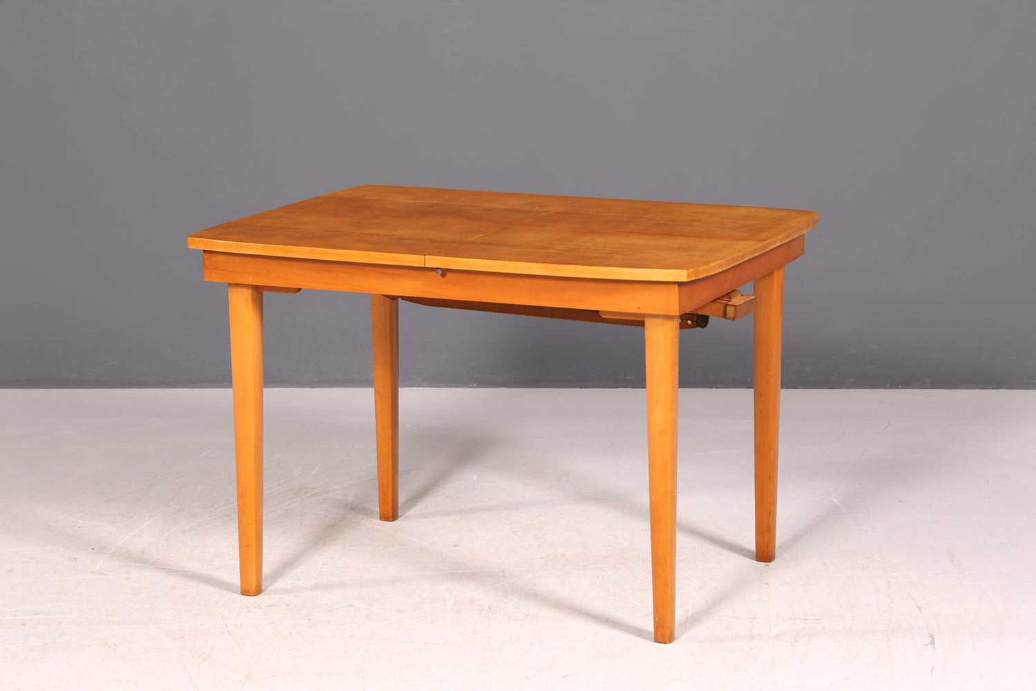 G032 Finish cm, Schlichter Mid Century Esstisch ausziehbarer Vintage Tisch Retro Küchentisch