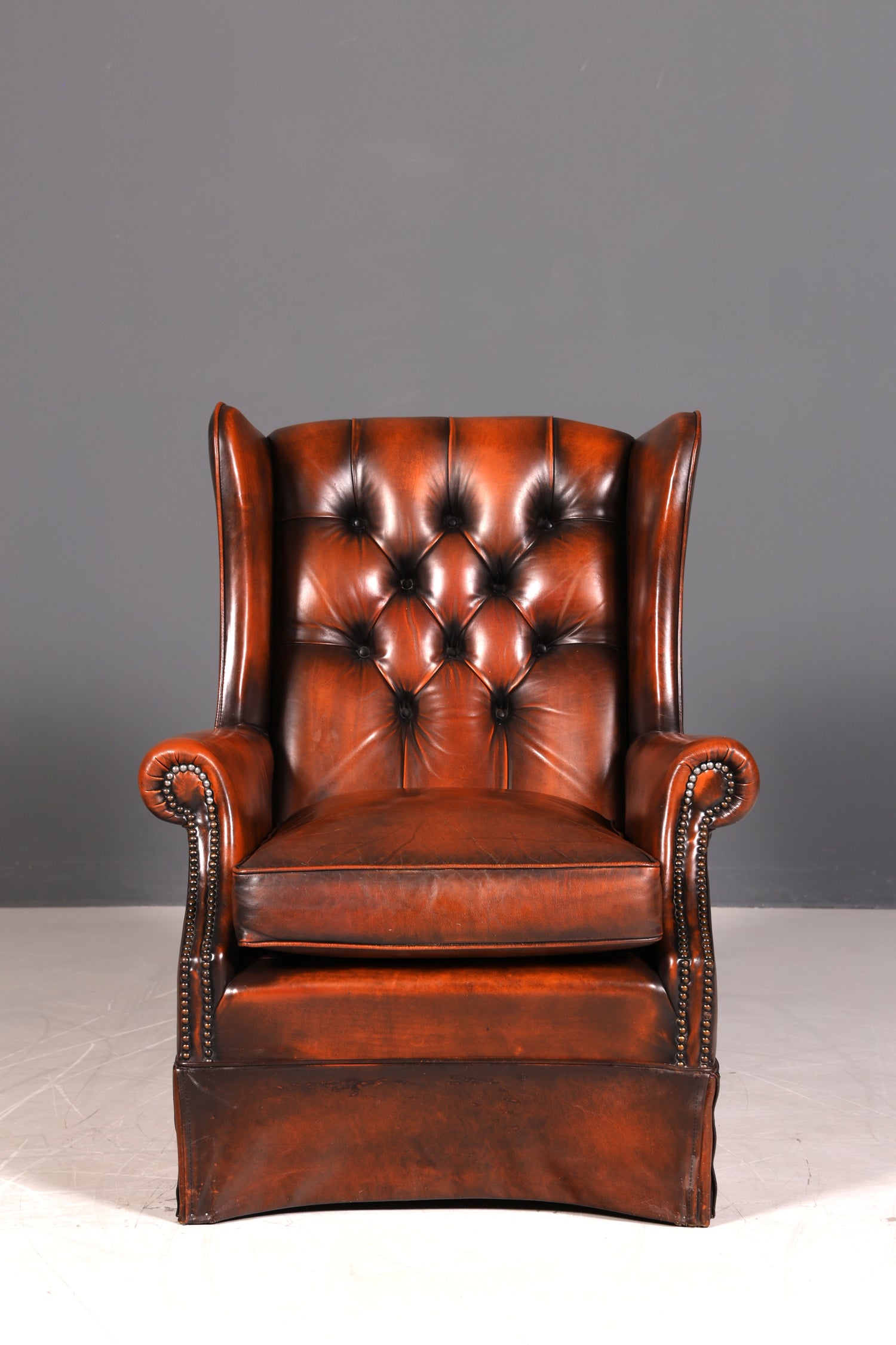 Original Chesterfield Ohrenbacken Sessel Englisch Leder Herrensessel UK Armlehnsessel