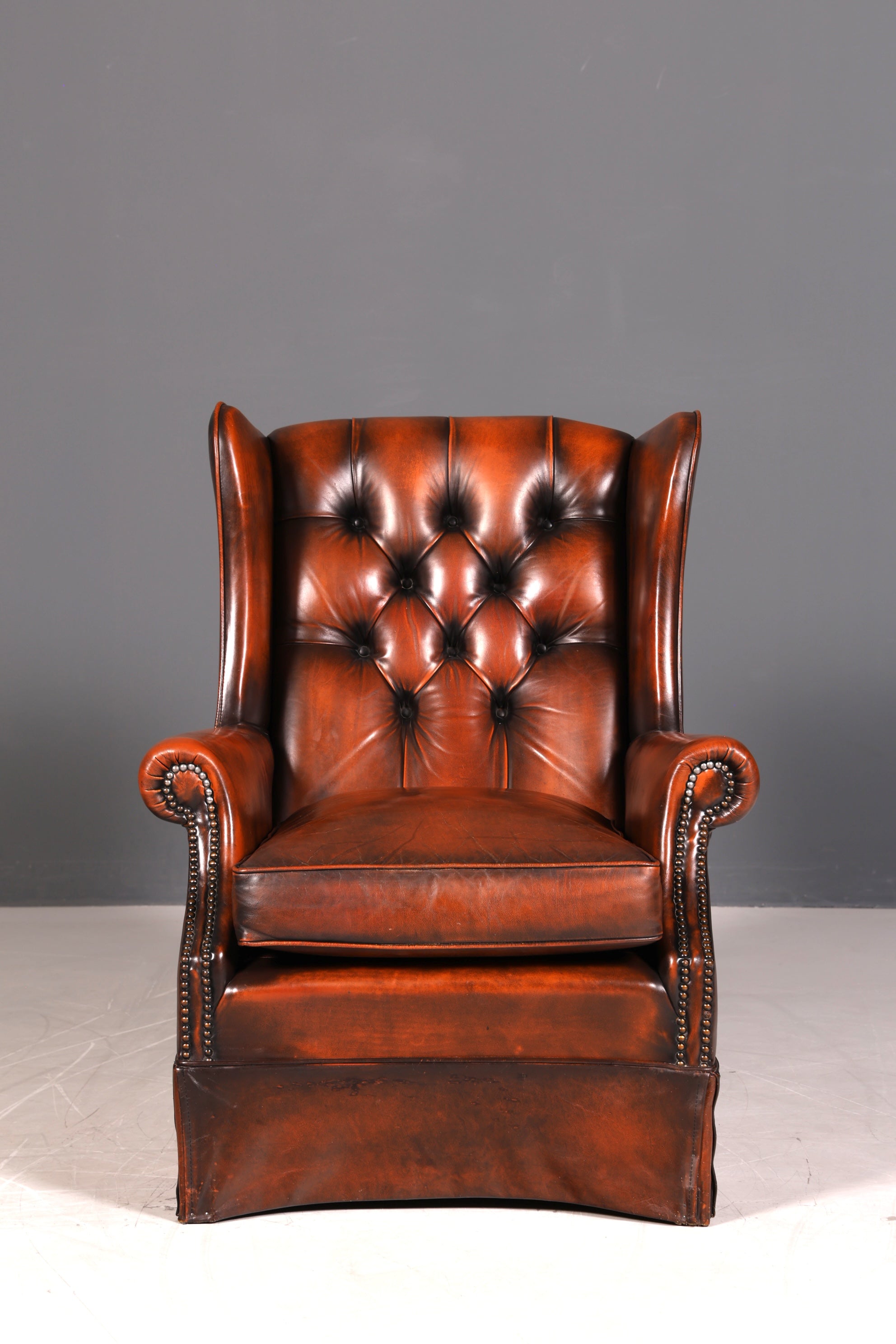 Original Chesterfield Ohrenbacken Sessel Englisch Leder Herrensessel UK Armlehnsessel