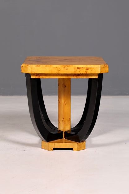 Table élégante de style Art déco, table basse de luxe, table d’appoint Biedermeier en bouleau