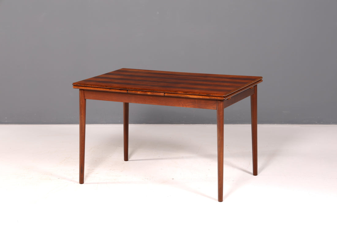 Elegant mid-century rosewood dining table, extendable vintage table, retro kitchen table, dining room