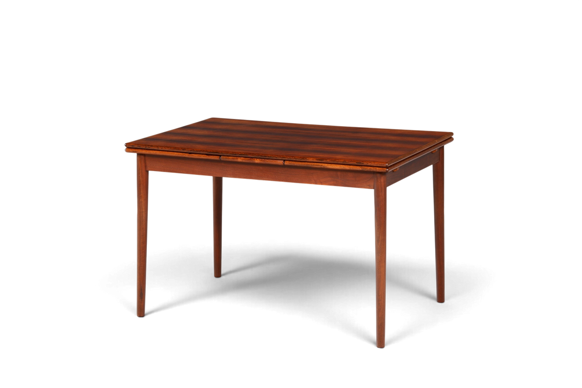 Hauptstadt Möblerei Mid Century Esstisch aus Palisander mit ausziehbarer Platte und markanter Holzmaserung