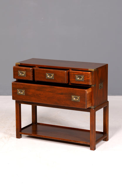 Wunderschöne Maritime Military Chest Kommode Mahagoni Englisch Beistellkommode Antik Vintage