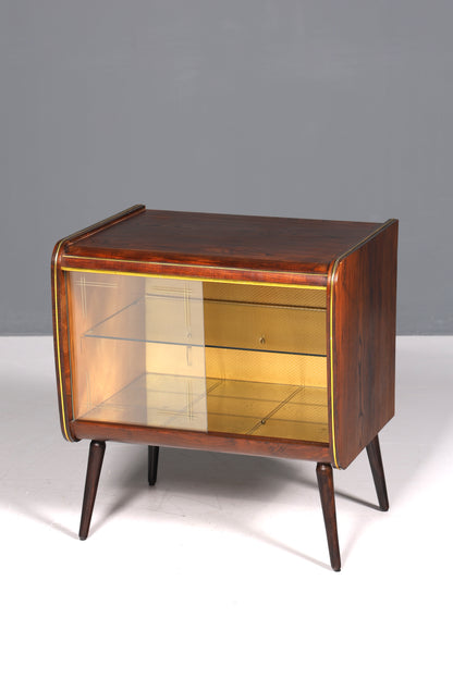 Wunderschöne Mid Century Vitrine Retro Bar Schrank Vintage Schiebetür 60s