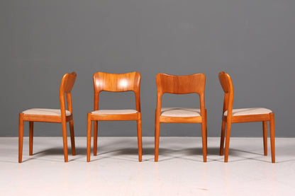 4x Edle Mid Century Stühle der Marke Niels Koefoed Koefoeds Hornslet Modell 177 Teak Stuhlset Danish Design Esszimmerstühle Küchenstühle