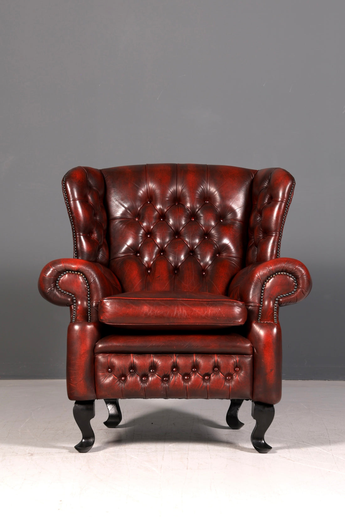 Fauteuil Chesterfield à oreilles original anglais cuir fauteuil pour homme UK fauteuil à accoudoirs wingback