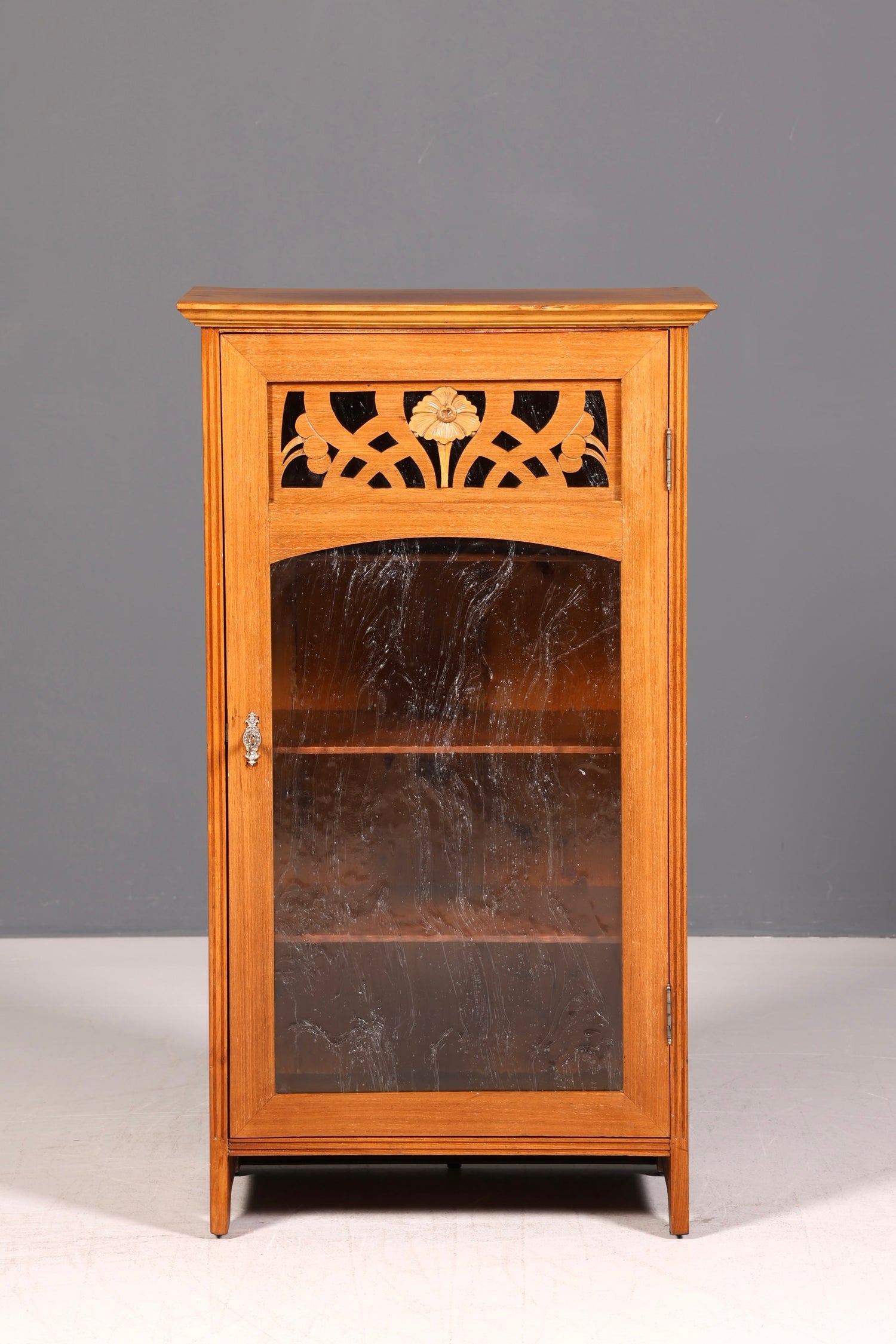 Prachtvolle Jugendstil Vitrine Antiker Bücherschrank Schrank Glasvitrine Geschirrschrank Antik Echtholz