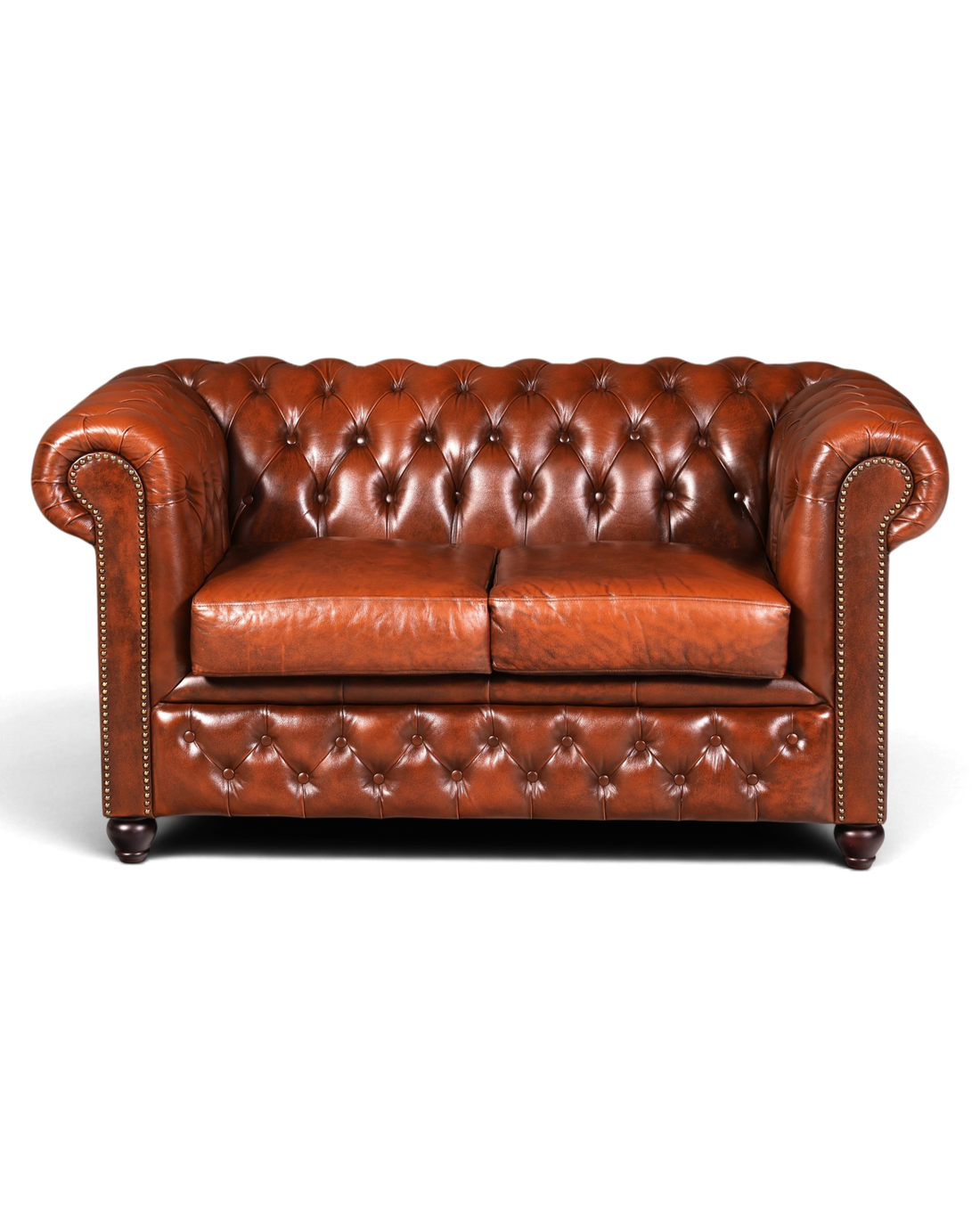 G118 Finish Wunderschönes Original Chesterfield 2er Sofa Englisch Oxblood Leder 2- Sitzer Couch