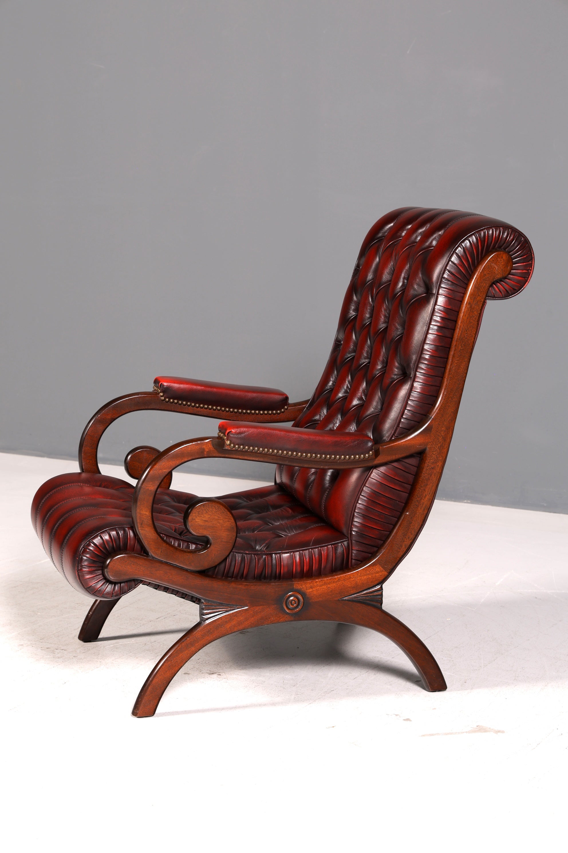 Stilvoller Original Chesterfield Slipper Sessel Englischer Armlehnsessel Oxblood Echt Leder Englisch Herrensessel UK