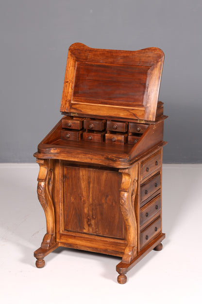 Magnifique bureau Davenport anglais, secrétaire, commode à écrire de style victorien, commode ancienne vintage