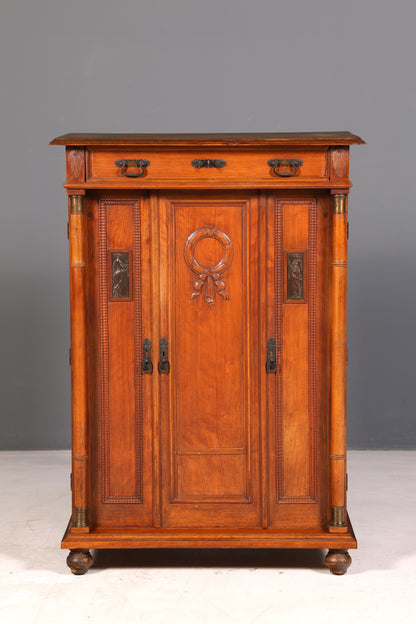 Wunderschöner Jugendstil Vertiko Schrank Antik Kabinettschrank Kommode um 1900 Massivholz