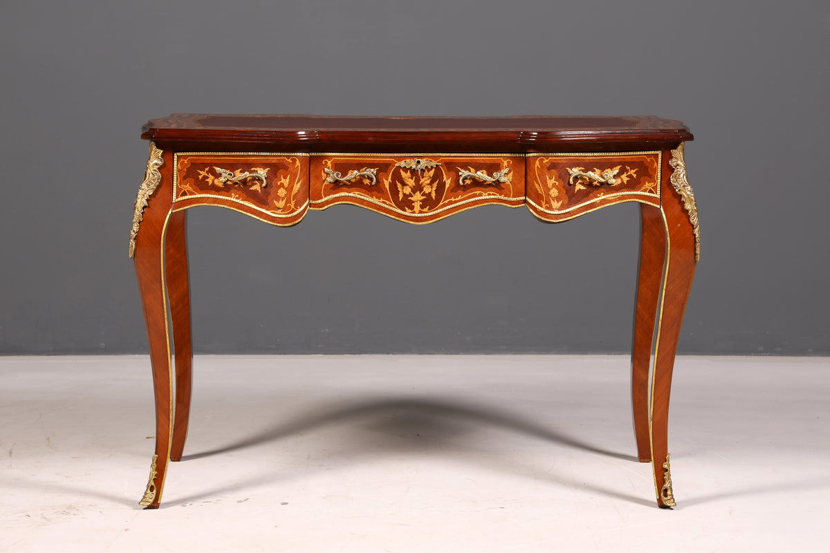 Bureau d’écriture de style Louis XV de rêve, bureau français de style antique en bois véritable, table de bureau