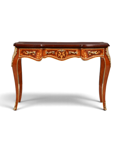 Hauptstadt Möblerei Louis XV Schreibtisch aus Massivholz mit aufwendigen Messingbeschlägen und Intarsien