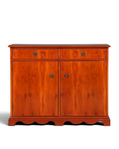 Hauptstadt Möblerei englisches Sideboard aus Eibenholz mit zwei Schubladen, Türen und dekorativem Wellensockel
