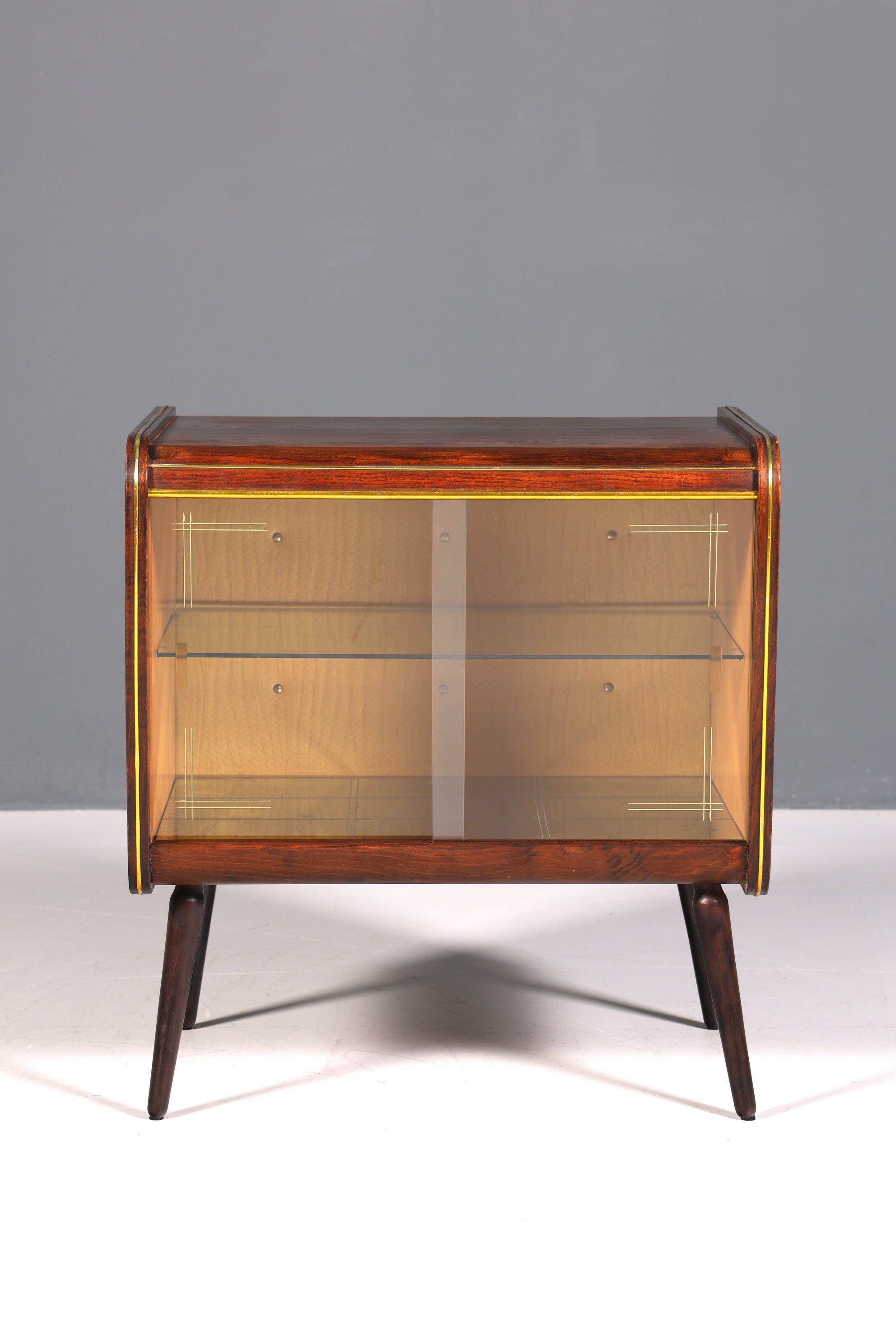 Wunderschöne Mid Century Vitrine Retro Bar Schrank Vintage Schiebetür 60s