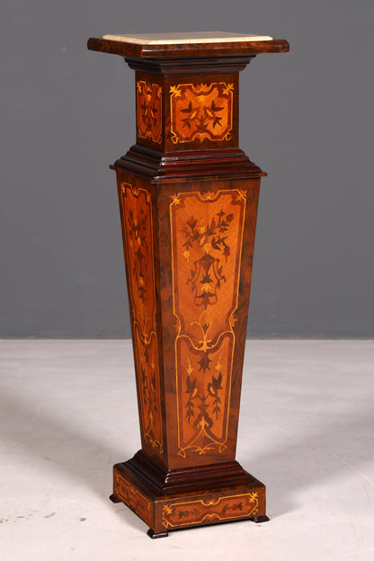 Colonne de style baroque de rêve Louis XV, colonne porte-fleurs en pierre naturelle avec tablette en marbre