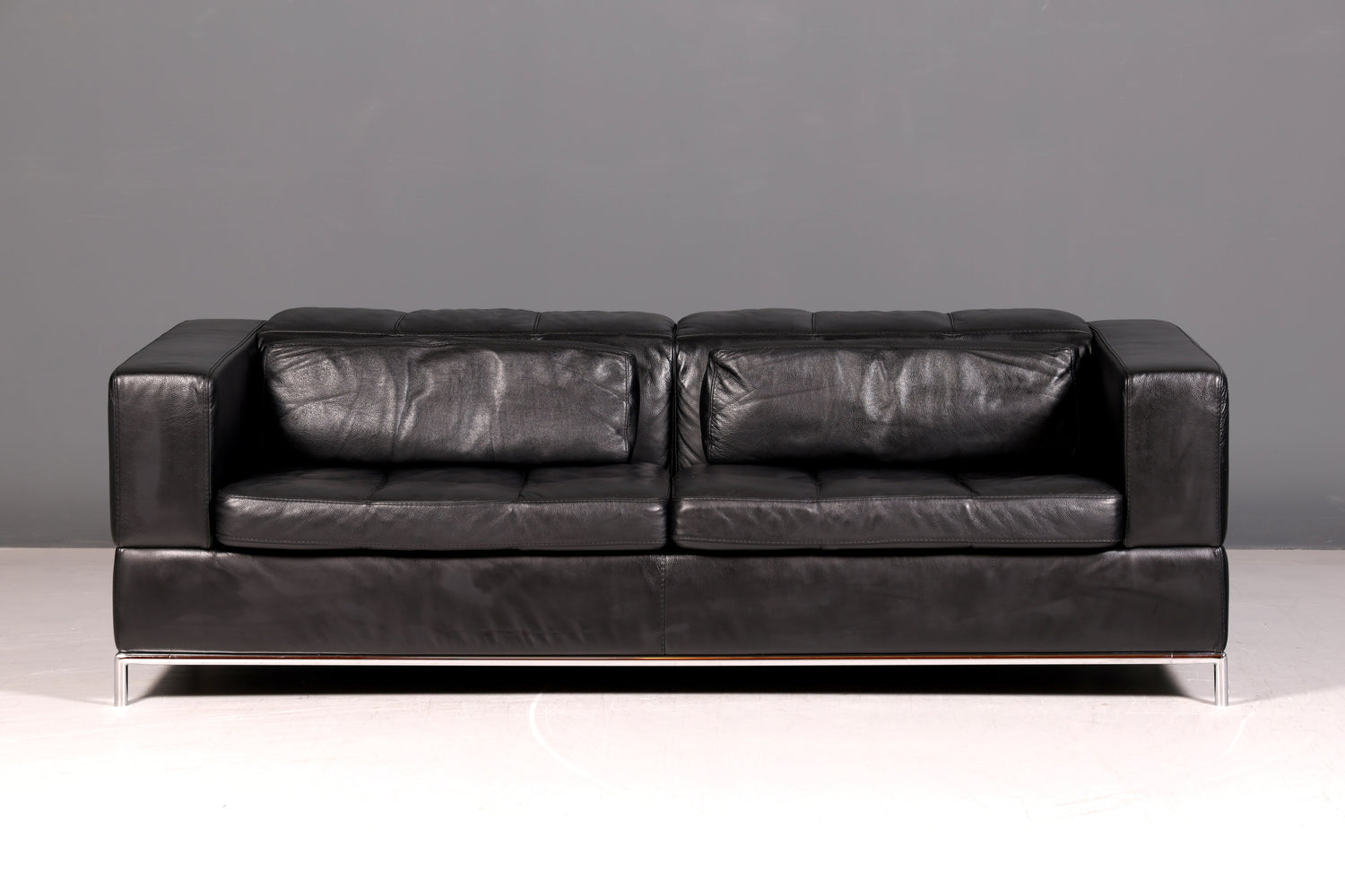 Edles MaxDivani Echtleder Sofa 3-Sitzer Designer Couch Italienisch Ledersofa Schwarz
