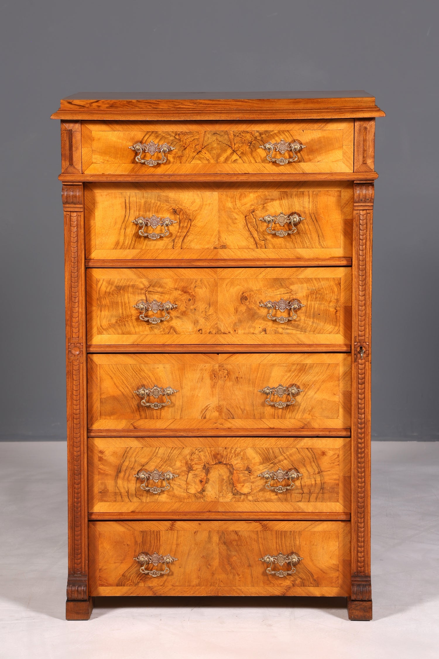 F898 Finish cm Wunderschöne Gründerzeit Kommode Jugendstil Vertiko Schubladenkommode Antik Wäschekommode