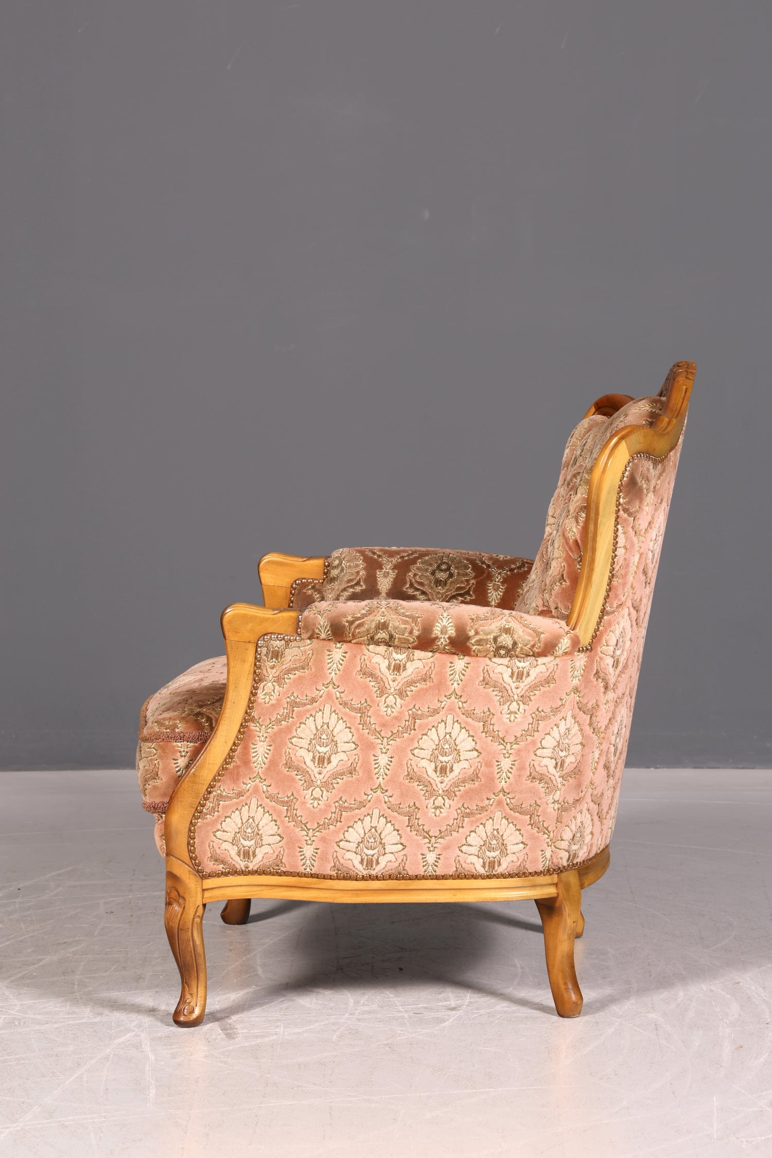 Edler Chippendale Armlehnsessel Barock Stil Sessel Samt Stoff Armchair Antik 1 von 2
