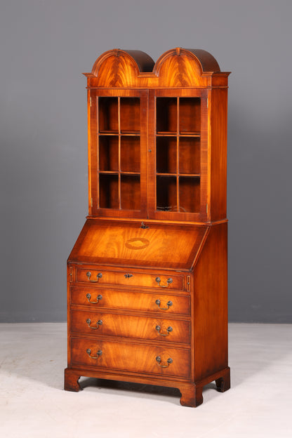 Wunderschöner Englischer Aufsatzsekretär Sekretär Bücherschrank Vitrine Mahagoni Antik Büro Schreibschrank UK