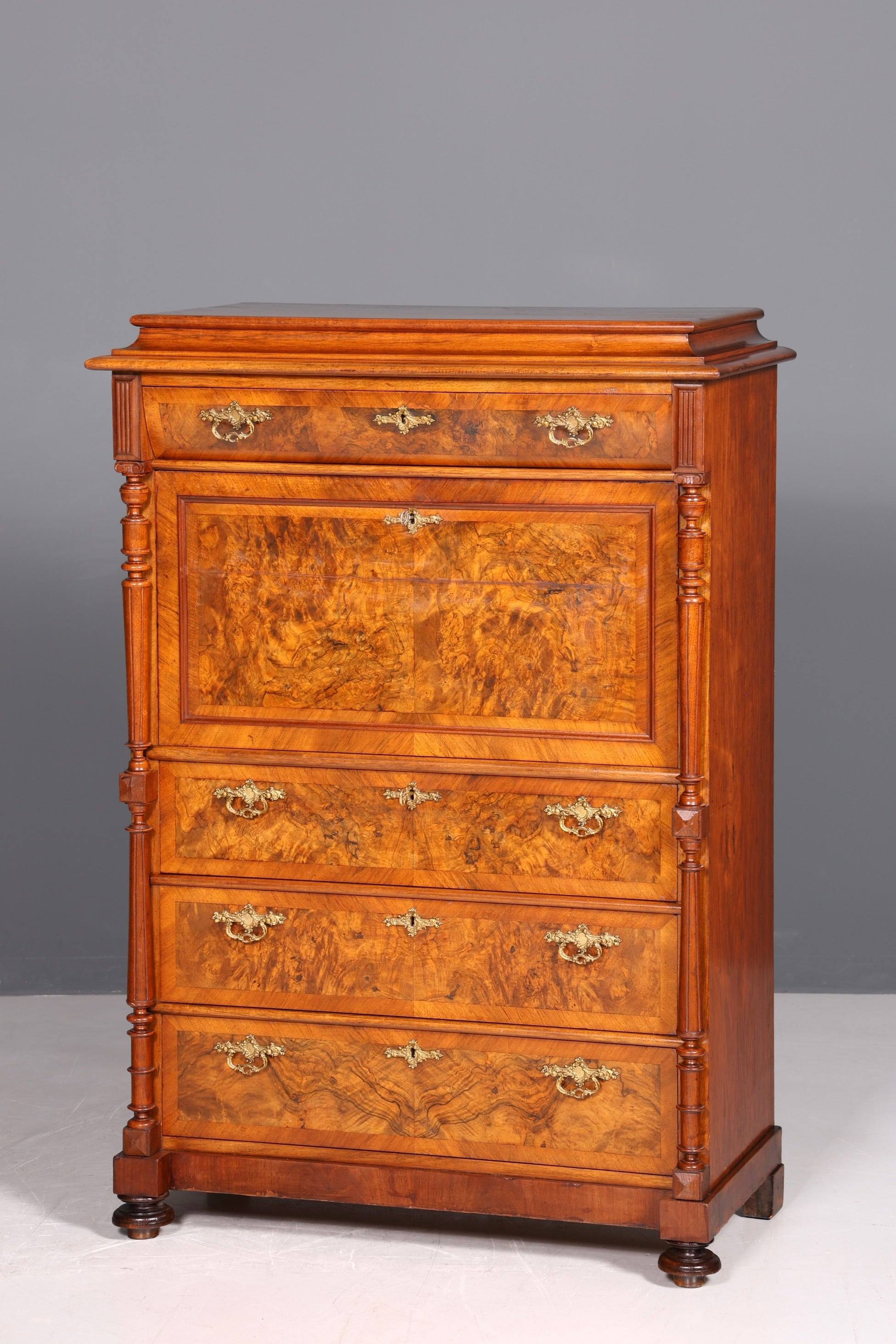 Beau secrétaire Gründerzeit, buffet haut vertiko, commode Louis Philippe, vers 1880