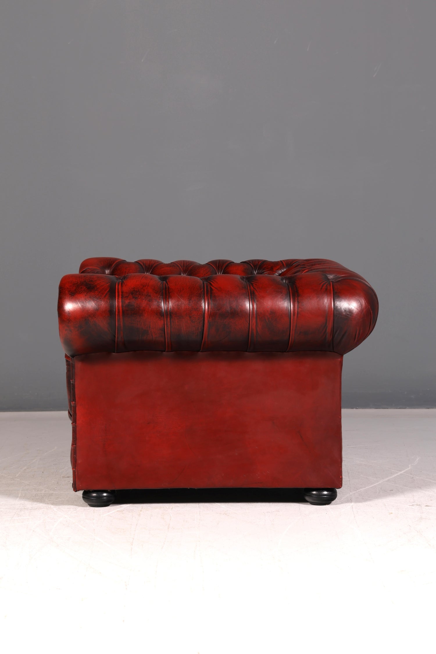 Stylish Original Chesterfield Armchair Oxblood Genuine Leather English Armchair Gentleman&
