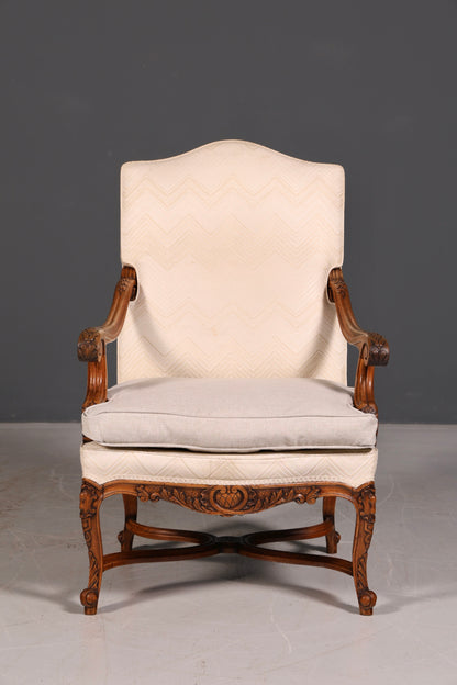 Élégant fauteuil à accoudoirs Louis-Philippe, fauteuil antique de style Gründerzeit, secrétaire, chaise, fauteuil rembourré, 2 sur 2