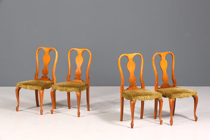 4x Wunderschöne Chippendale Stühle Barock Stil Stuhlset Polsterstuhl Set Küchenstühle Esszimmer Stühle