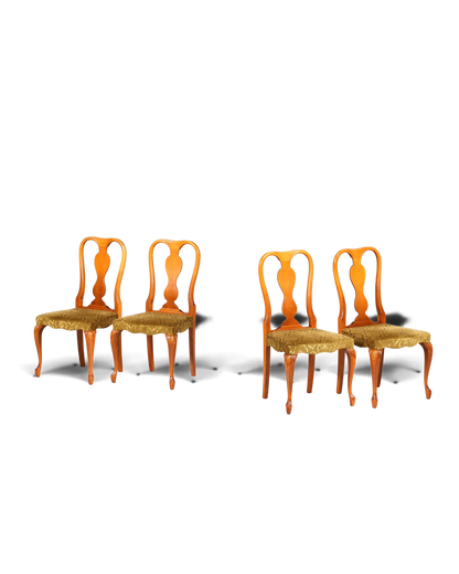 4x Wunderschöne Chippendale Stühle Barock Stil Stuhlset Polsterstuhl Set Küchenstühle Esszimmer Stühle