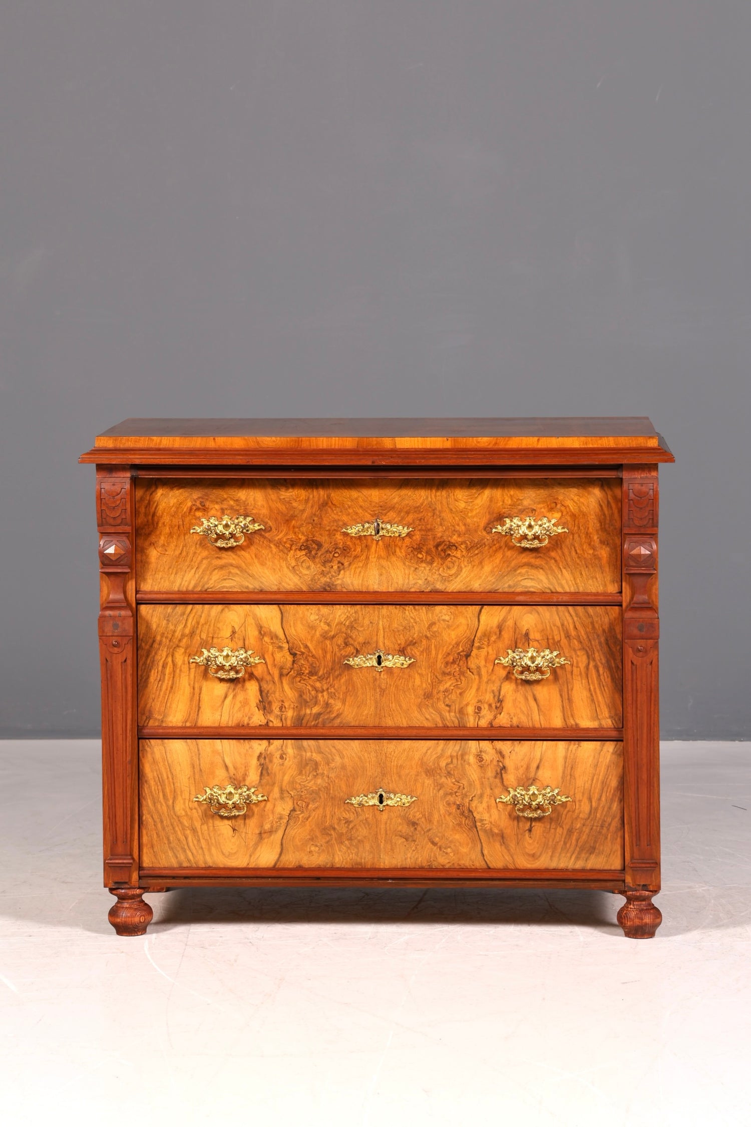G071 Finish cm Wunderschöne Gründerzeit Kommode Louis Philippe Nussbaum Schubladen Kommode Sideboard um 1880