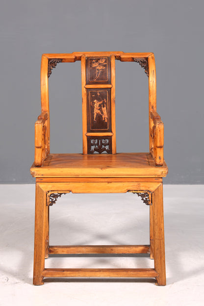 Magnifique fauteuil chinois, chaise en bois, chaise secrétaire asiatique ancienne