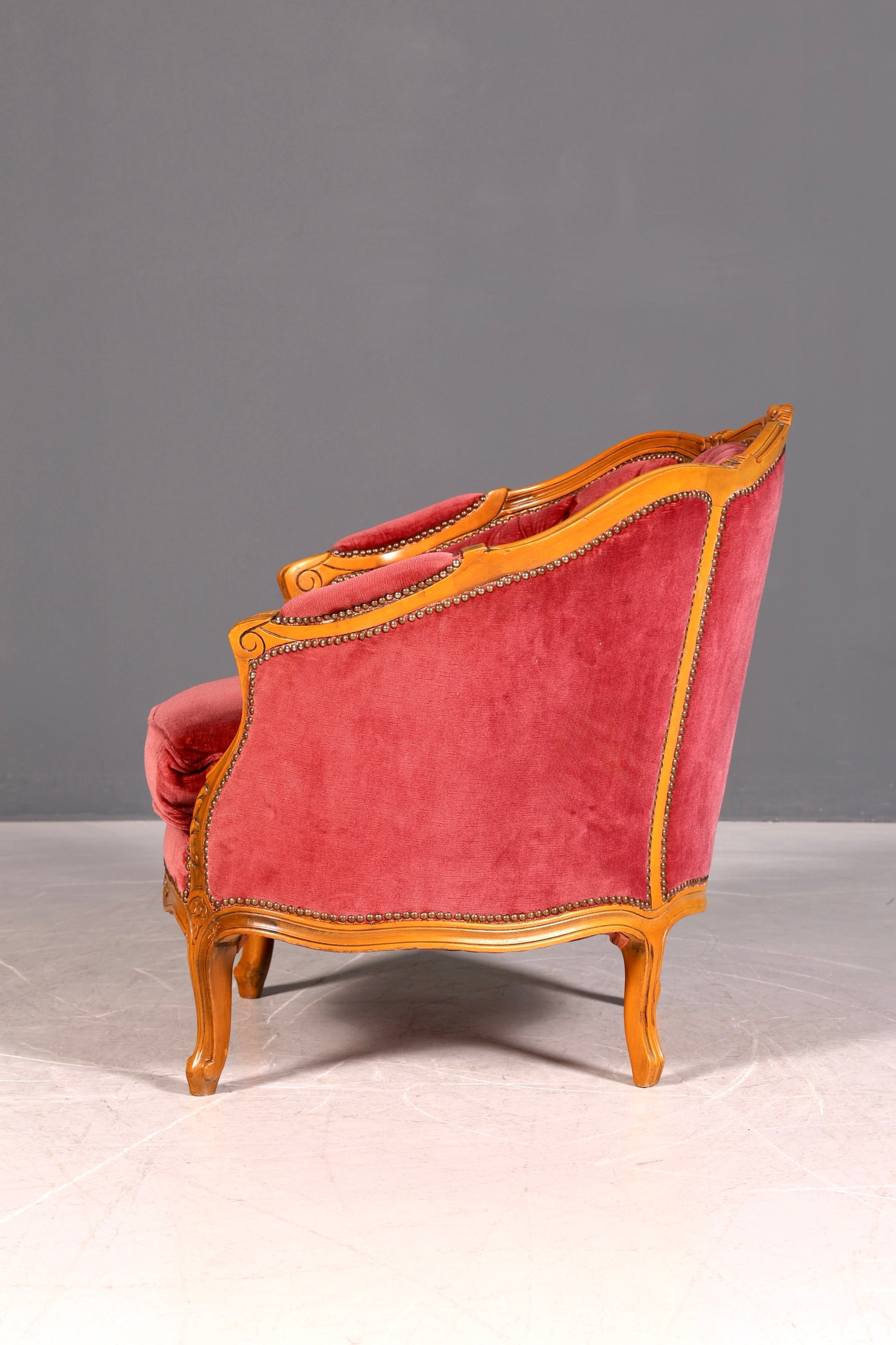 G063 Finish cm Edler Chippendale Armlehnsessel Barock Stil Sessel Armchair Samt Stoff Sessel